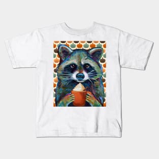 Super Cute Pumpkin Spice Raccoon Kids T-Shirt